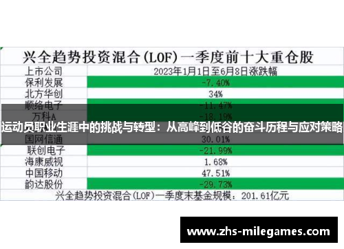 运动员职业生涯中的挑战与转型：从高峰到低谷的奋斗历程与应对策略